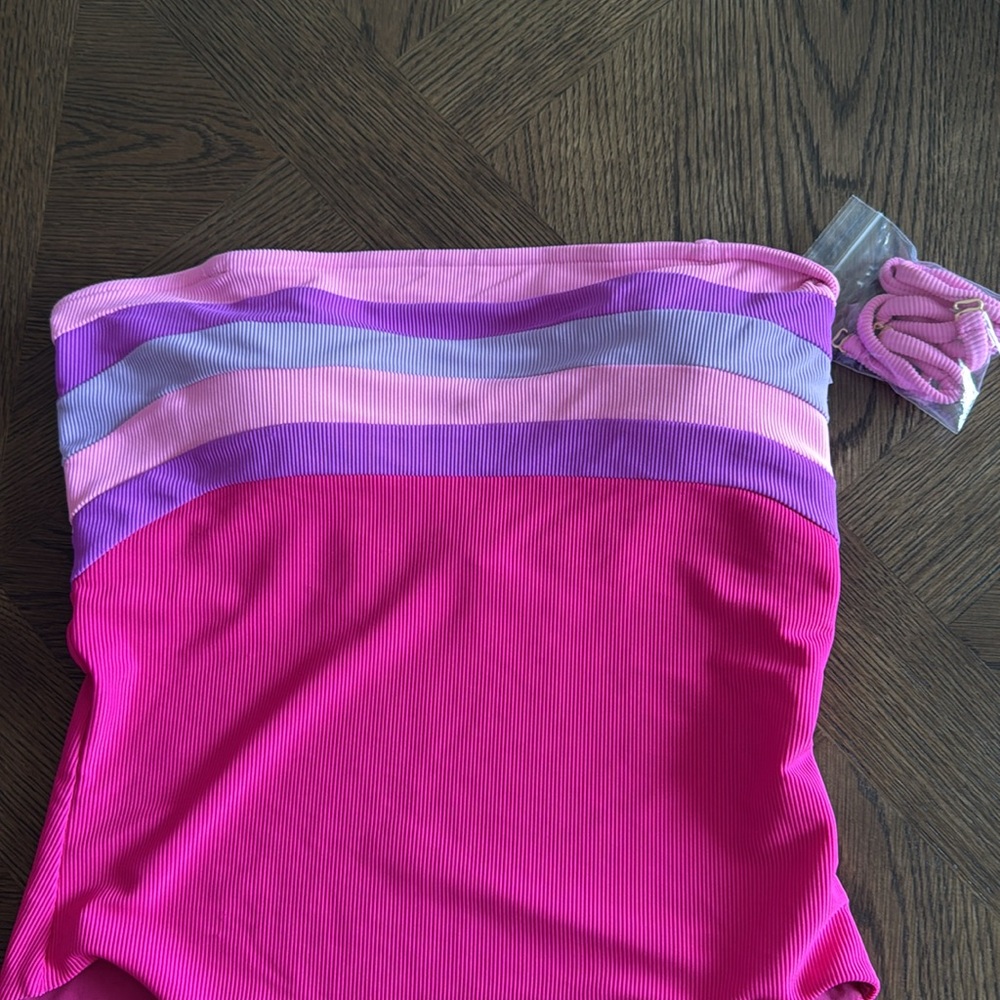 Beach Riot Jessa One Piece Raspberry Colorblock, Size Large, $178 - Picture 12 of 14